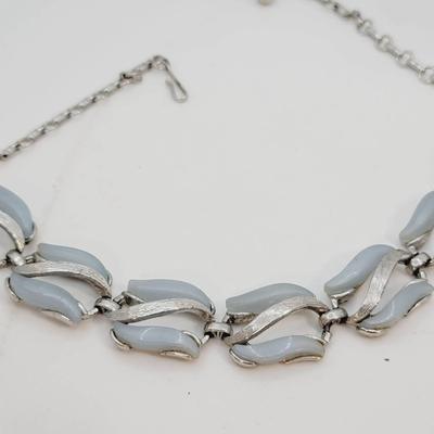 Coro Light Blue Thermoset Silvertone Necklace 
