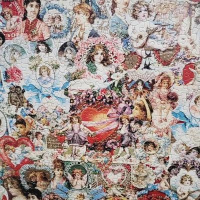 Framed Victorian Girls Puzzle with Gilt Frame