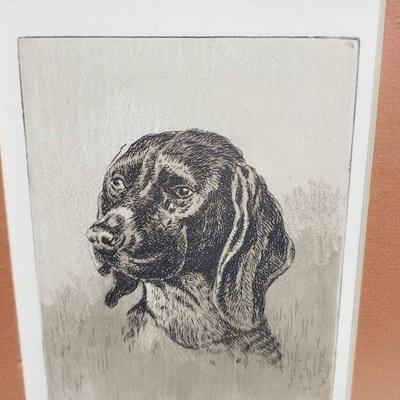 Block Print of a Hound Dog Signed