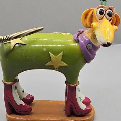 Polystone Bright Dress Up Dog with Spring Tail Vintage