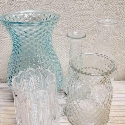 Glass Vase And Bottle Collection Vintage to Modern 5pc