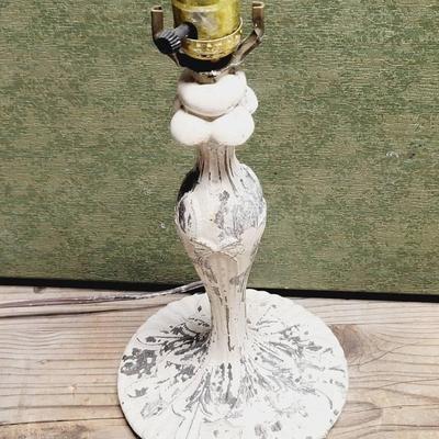 White Washed Antique Metal Lamp Base Shabby Chic