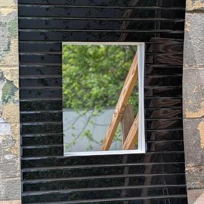 80s Art Deco Black and Silver Mirror - Funky and Fun Themed Mirror to Add to Your Décor 