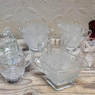 EAPG Pressed Glass Collection Creamers and Sugars