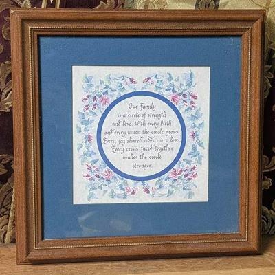 Framed Family Circle Floral Poem