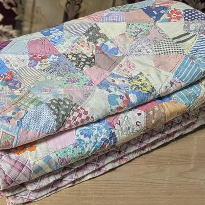 Well Loved Handmade Pastel Crazy Quilt 