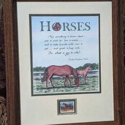 Framed Horse Art, Poem and Stamp - Beautiful Horse Lover's Lot