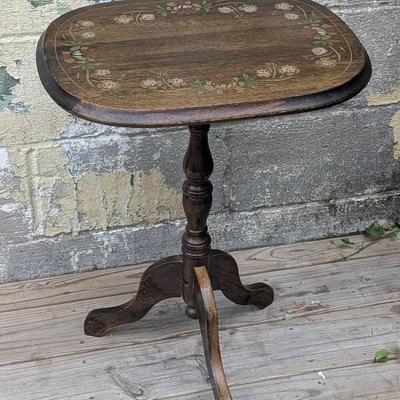 Lovely Floral Stenciled Side Table