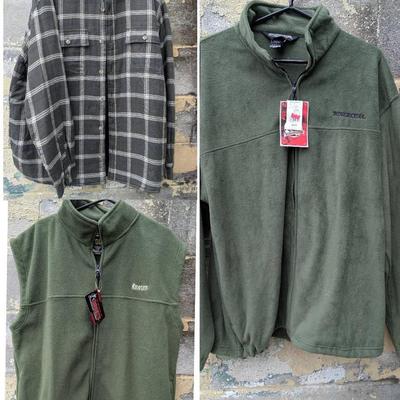 Three Green Fleece Zip Or button Ups L/XL With Tags 