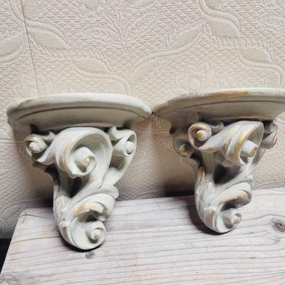 Green and Gilt Plaster Wall Hanging Shelves Stands