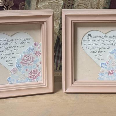 Christian Scriptures 6.25" Square Plastic Pictures Plaques Wall Hangings Set of 2