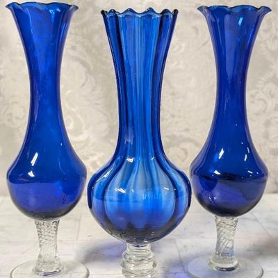 Bud Vases Cobalt Blue Blown Glass and Napcoware Bud Vases Collection