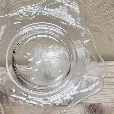 Clear Etched Pressed Glass Tidbit Plates 8pc 