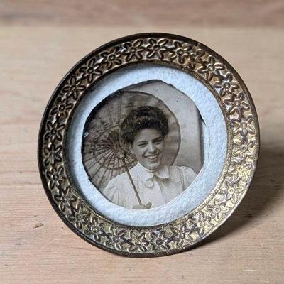 Framed Portrait of an Edwardian Era Woman Antique 