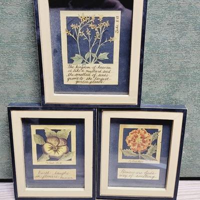 Framed Floral Art With Quotes 3 pc