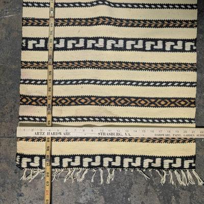 Cream and Black Woven Runner Rug