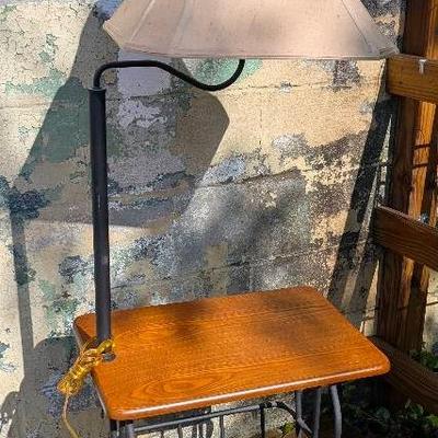 End Table with Lamp and Magazine Rack