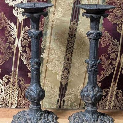 Gothic Style Heavy Cast Iron Candle Holders Beautiful