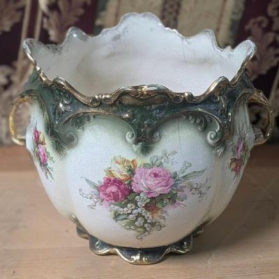 Ceramic Jardiniere Planter Roses Dominion Antique 