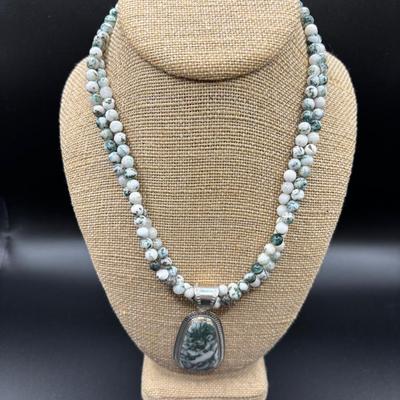 Jay King Green Agate Necklace And Pendant 
