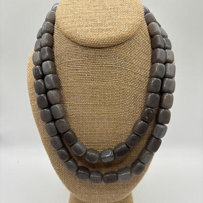 Double Strand Gray Nephrite Jade Necklace 