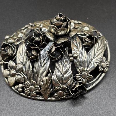 Sterling Silver Art Nouveau Broache