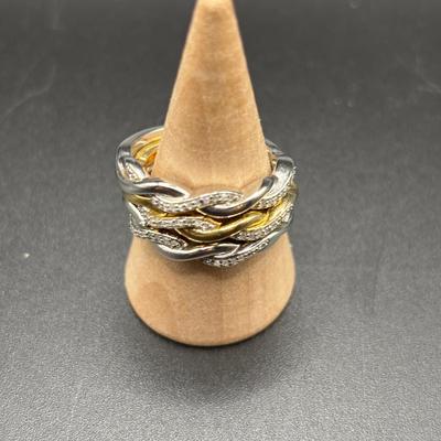 Silver 3 Piece Rings Two Silver Tone And One Gold Tone