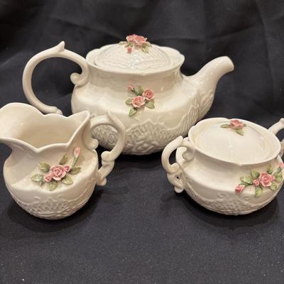 Porcelain Teapot Sugar And Creamer 