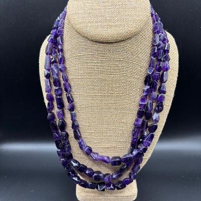 Jay King Amethyst Beaded Silver Nexklace