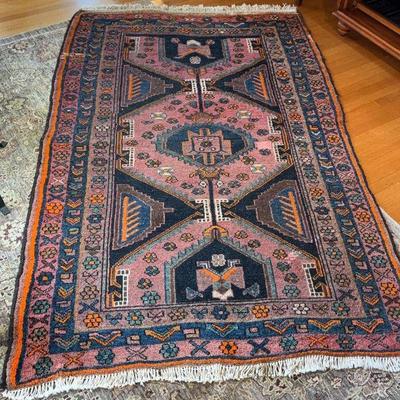 Vintage hand knotted wool rug lot 2