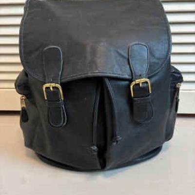 Coach black leather backpack