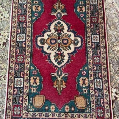 Vintage hand knotted wool rug