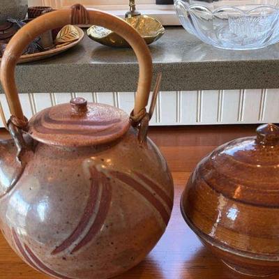 Studio pottery teapot lidded bowl