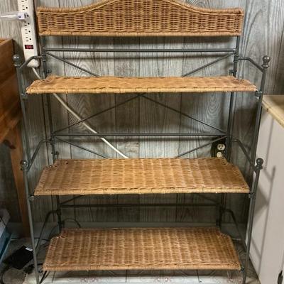 Wicker & Metal Folding Shelf