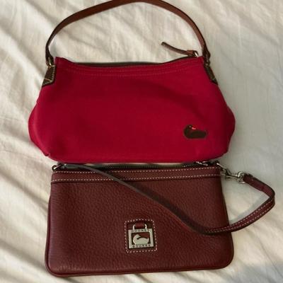 Dooney And Bourke Pebbled Leather Wristlet And Canvas Pouchette 
