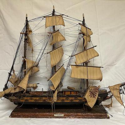 Wood Fragata Espanola Spanish Sailboat 24” H  x 27” L
