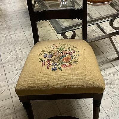 Vintage Victorian Stitched Chair And Stool