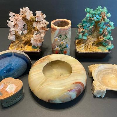 Crystal Bonsai Trees & Carved Stones 