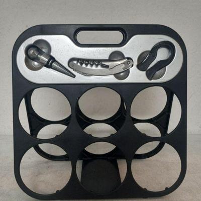 Chef's Basic 6-Bottle Collapsible Wine Rack with Bottle Opener, Stopper & Foil Cutter
