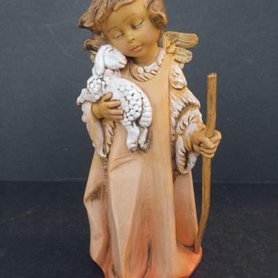 Vintage 1988 Fontanini Inscribed E. Simonetti Angel with Lamb Figurine - 8¼"