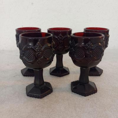 Vintage 1975-1992 Avon "Cape Code Ruby" Set of 5 Wine Glasses