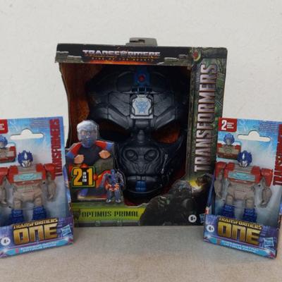 Hasbro Transformers Rise of the Beasts Optimus Primal 2-in-1 Converting Mask with 2 Transformers One Figures - New