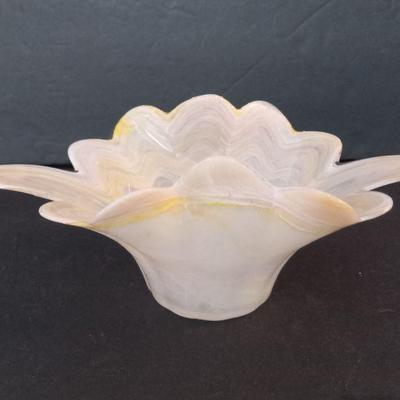 Vintage MCM Shell Glaze Murano Style Handkerchief/Fazzoletto Bowl
