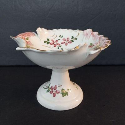 Vintage Hand Made/Hand Painted Porcelain Compote/Candy Dish Signed TI Italy - 5¾" Diameter x 4¼" Tall