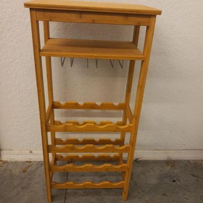 Light Wood 16-Bottle Floor Wine Bottle & Glass Rack - 18½" x 11½" x 39"