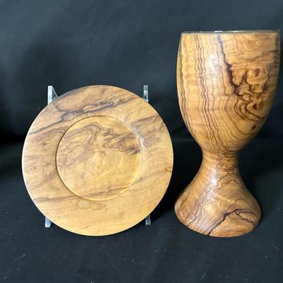 Olive Tree Carved Plate & Chalice