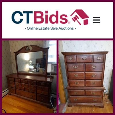 3 Piece American Drew - Chest On Chest, Long Dresser W/ Mirror