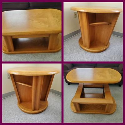 Lift Up Coffee Table, (2) End Tables