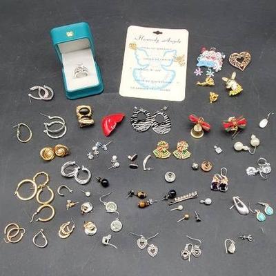 Costume Jewelry- Earrings And Pins Collection 