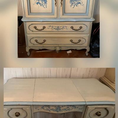 Vintage Century Furniture French Provincial Armoire and Vanity (See Comments)